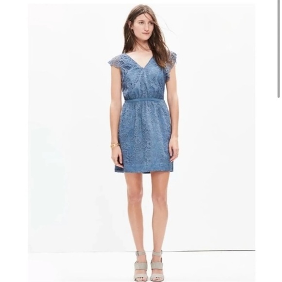 NWOT Madewell Lace Flutter Sleeve Mini Dress - Picture 2 of 15